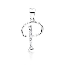Pandantiv initiala litera P din argint cu pietre DiAmanti LZ0002_P-DIA (Argint 925‰ 0,8 g.)